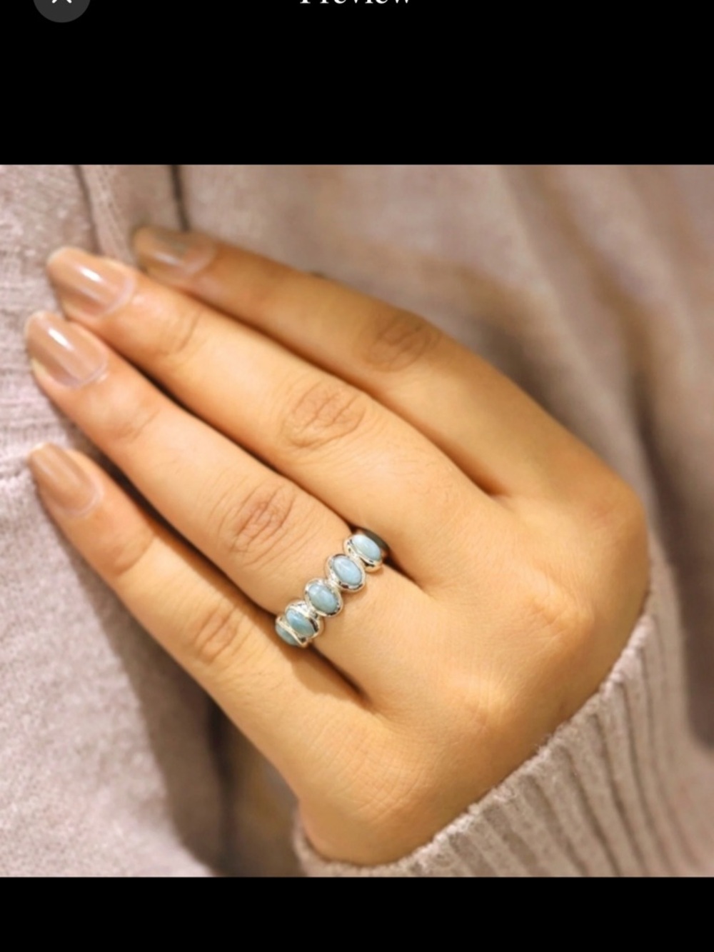925 Sterling Silver larimar Ring